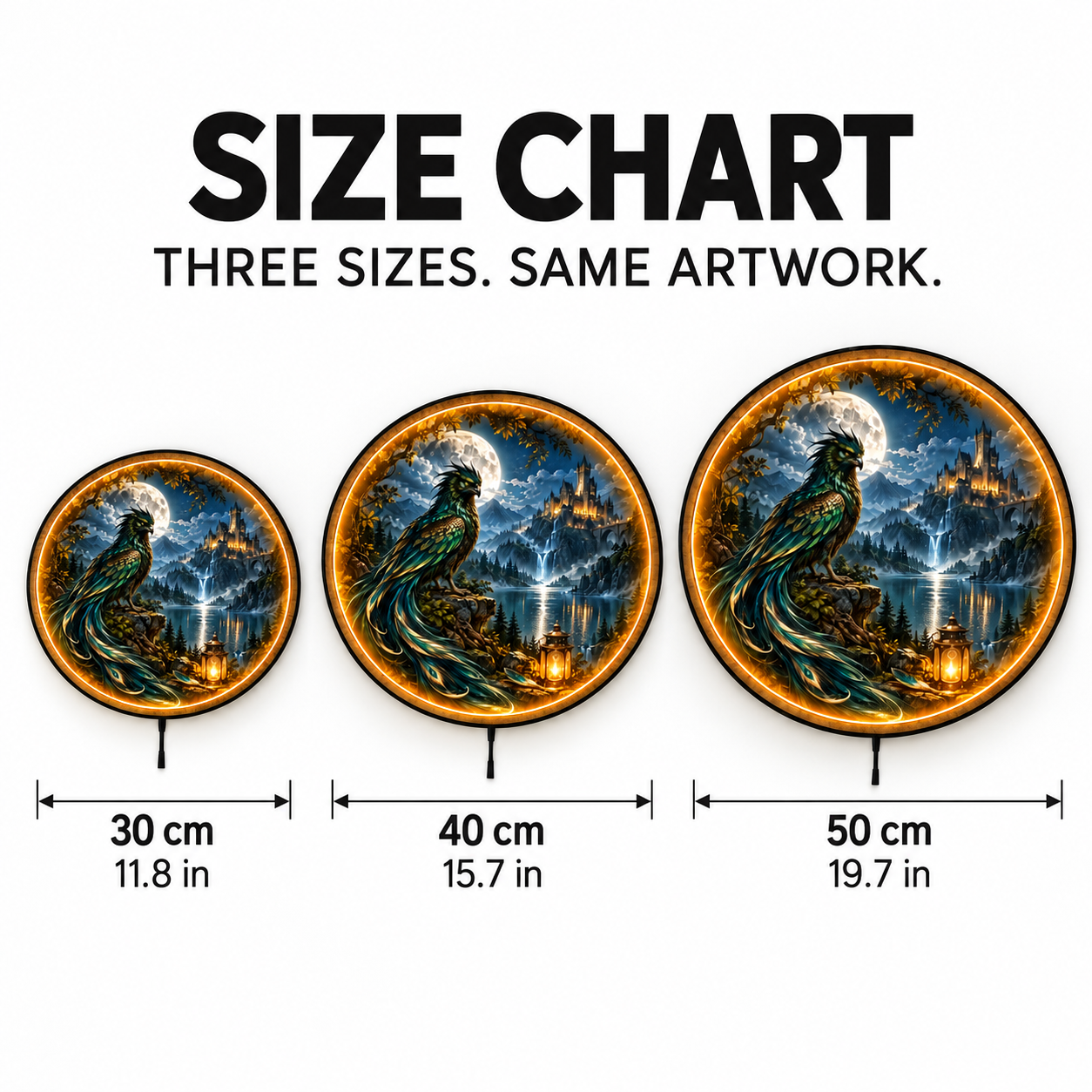 Emerald Bird LED Wall Art – Moonlit Castle Fantasy Decor