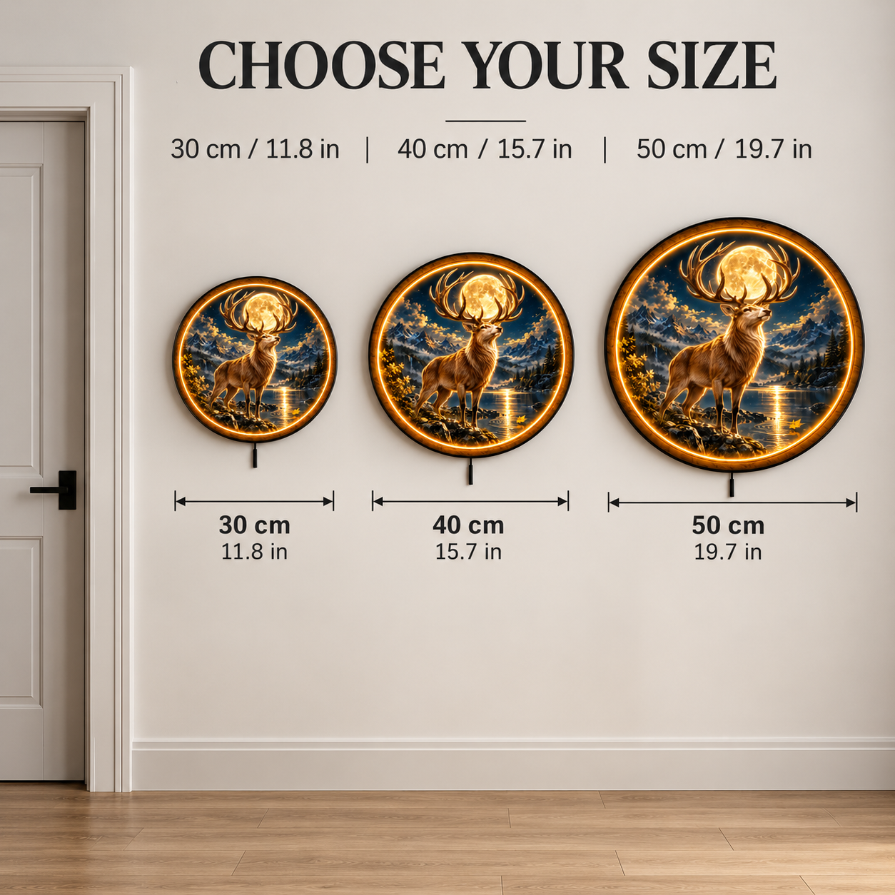 Moonthrone Stag LED Wall Art – Majestic Mountain Deer Decor