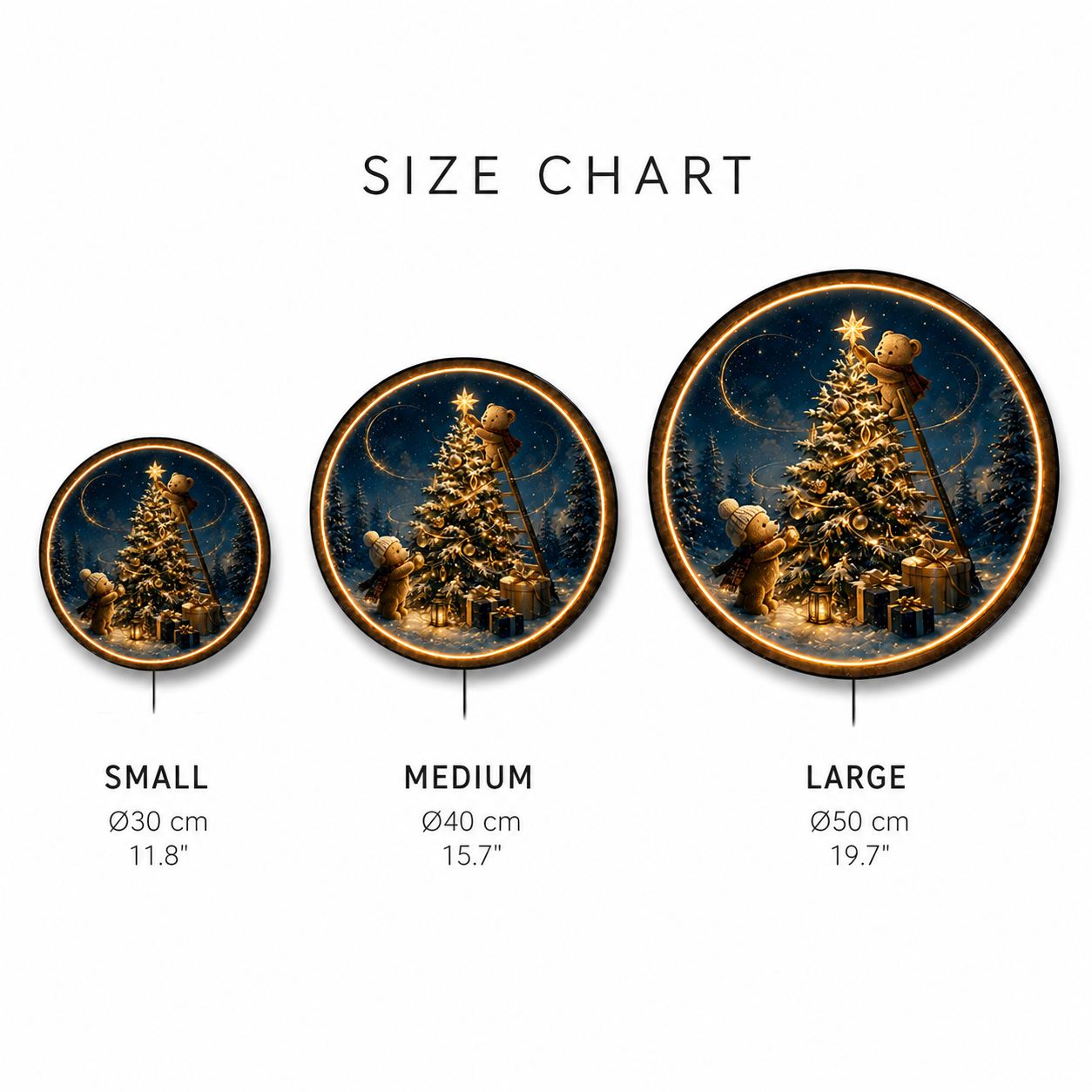 Starlit Christmas Wishes LED Wall Art – Holiday Bears