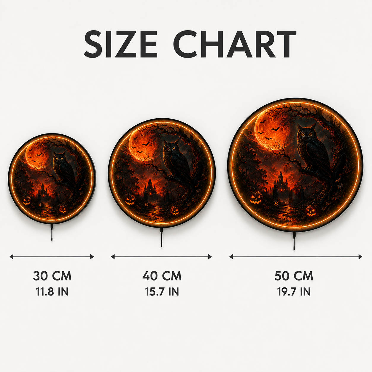 Halloween Owl LED Wall Art – Blood Moon Spooky Decor