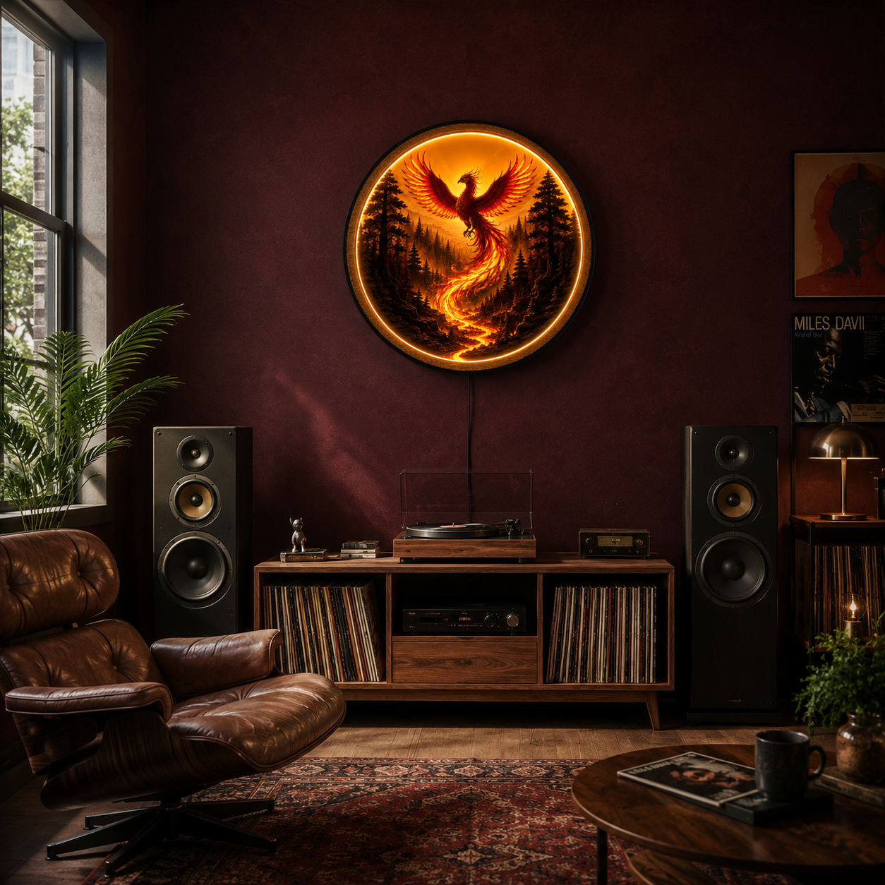 Phoenix Rising LED Wall Art – Illuminated Mythical Bird Decor