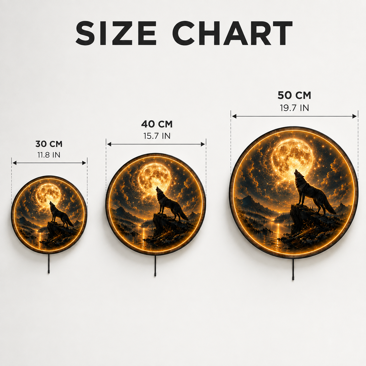 Mooncall Wolf LED Wall Art – Full Moon Mountain Nature Decor