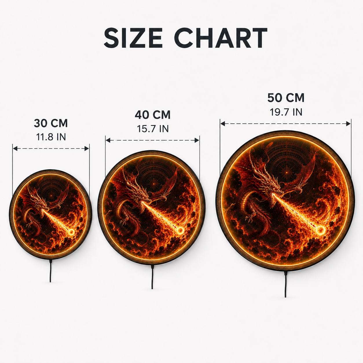 Inferno Dragon LED Wall Art – Fire Breathing Dragon Decor