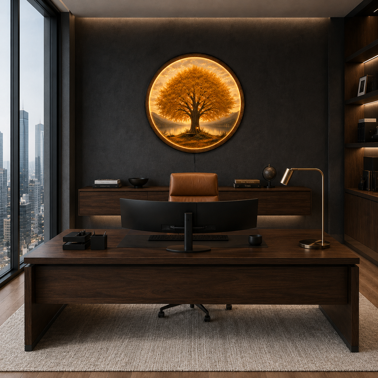 Lakeside Glow LED Wall Art – Illuminated Tree Wooden Wall Decor