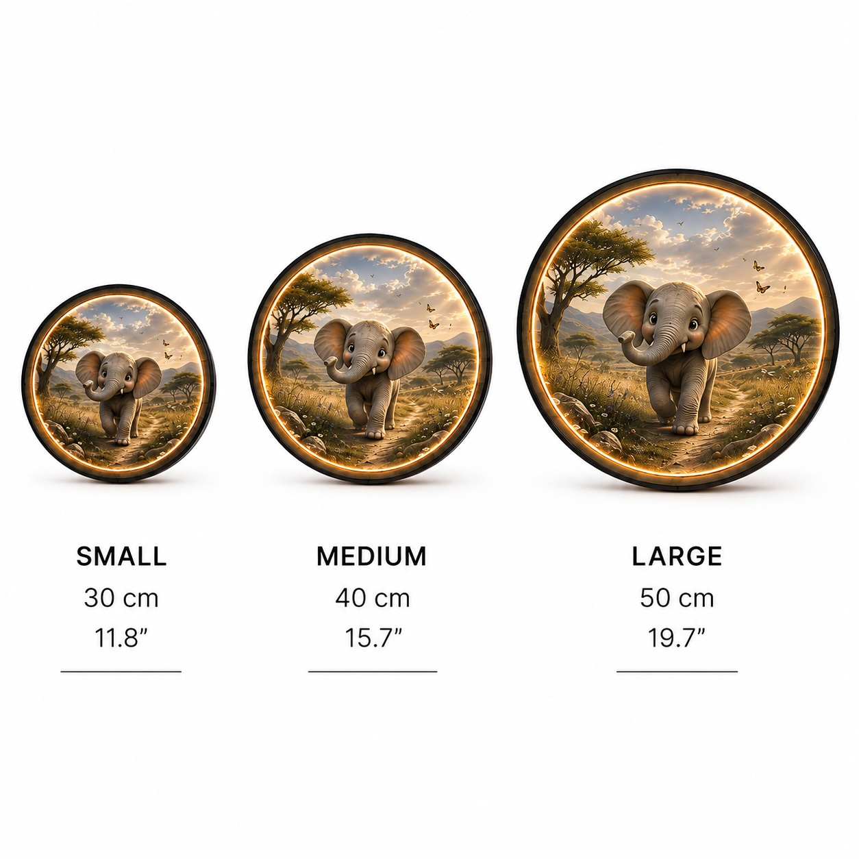 Baby Elephant LED Wall Art – Nursery Animal Decor