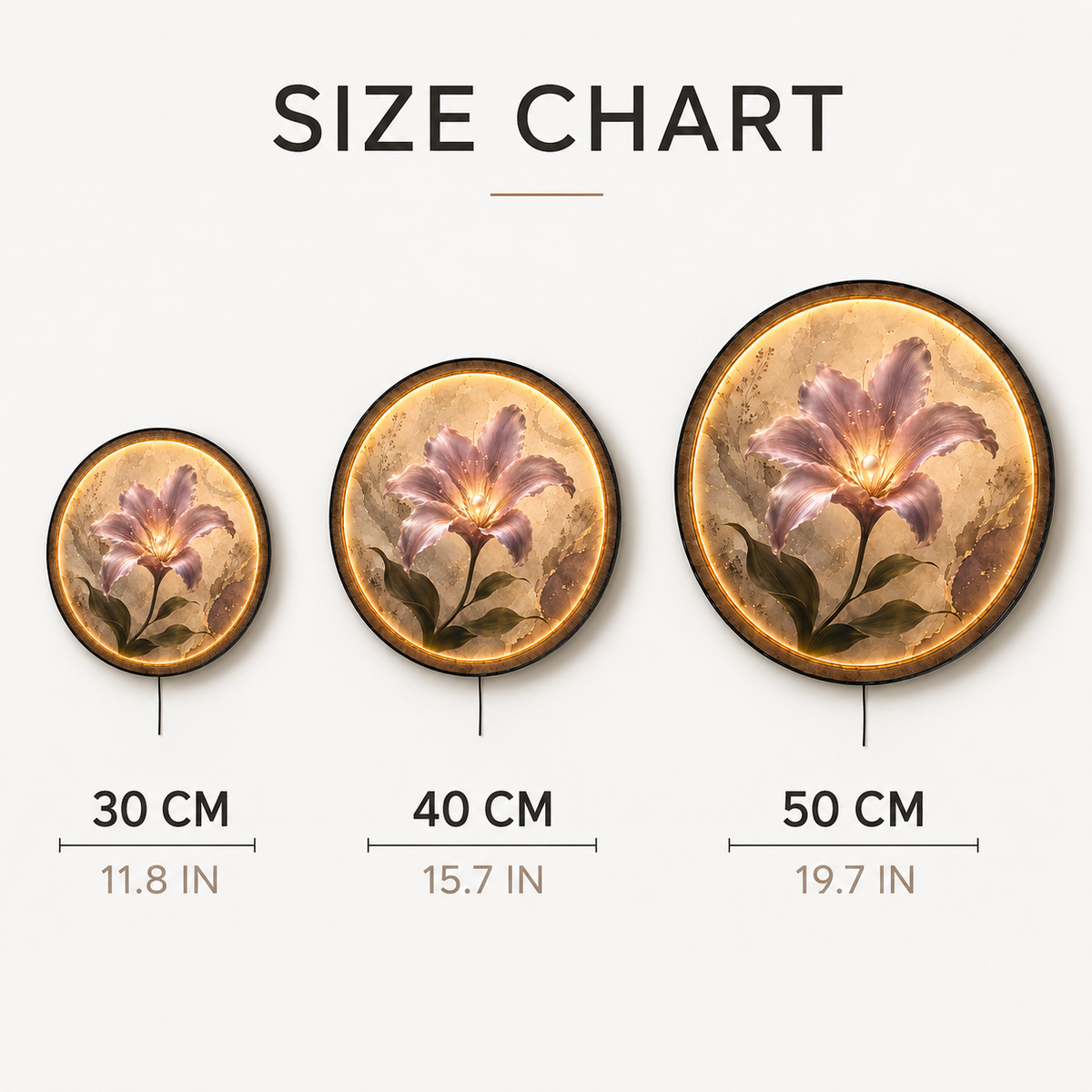 Pearl Bloom LED Wall Art – Blush Floral Round Wall Decor
