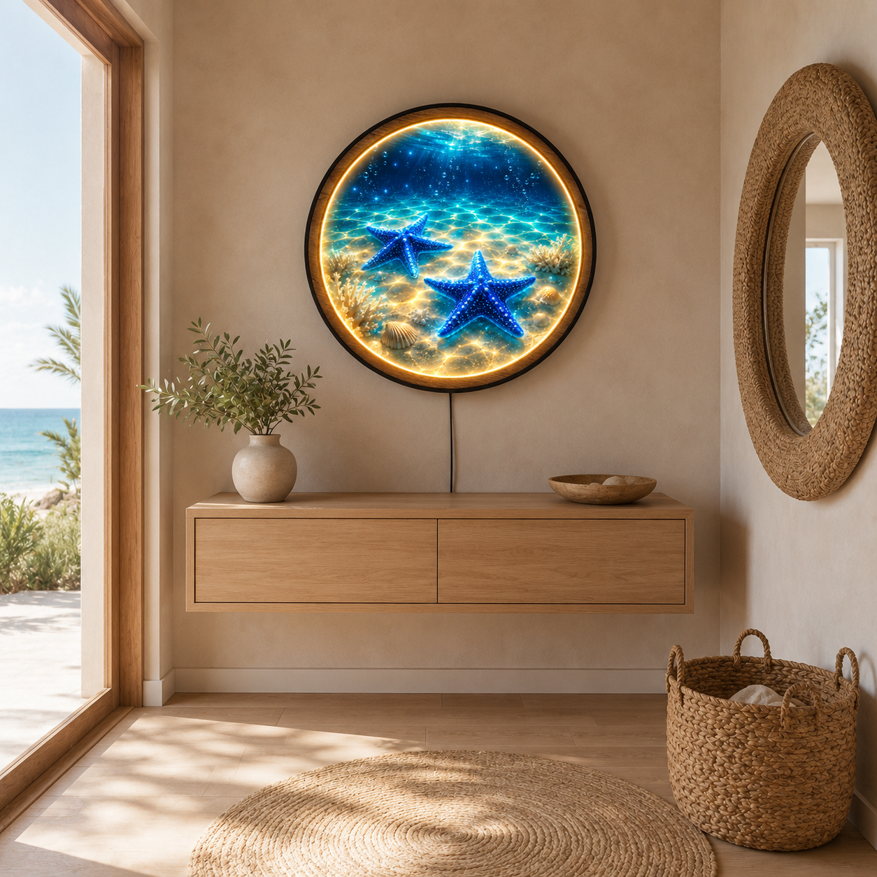 Ocean Starfish LED Wall Art – Coastal Acrylic Lighted Wall Decor