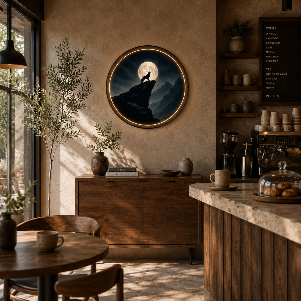 Howling Wolf LED Wall Light – Mountain Moon Wall Art