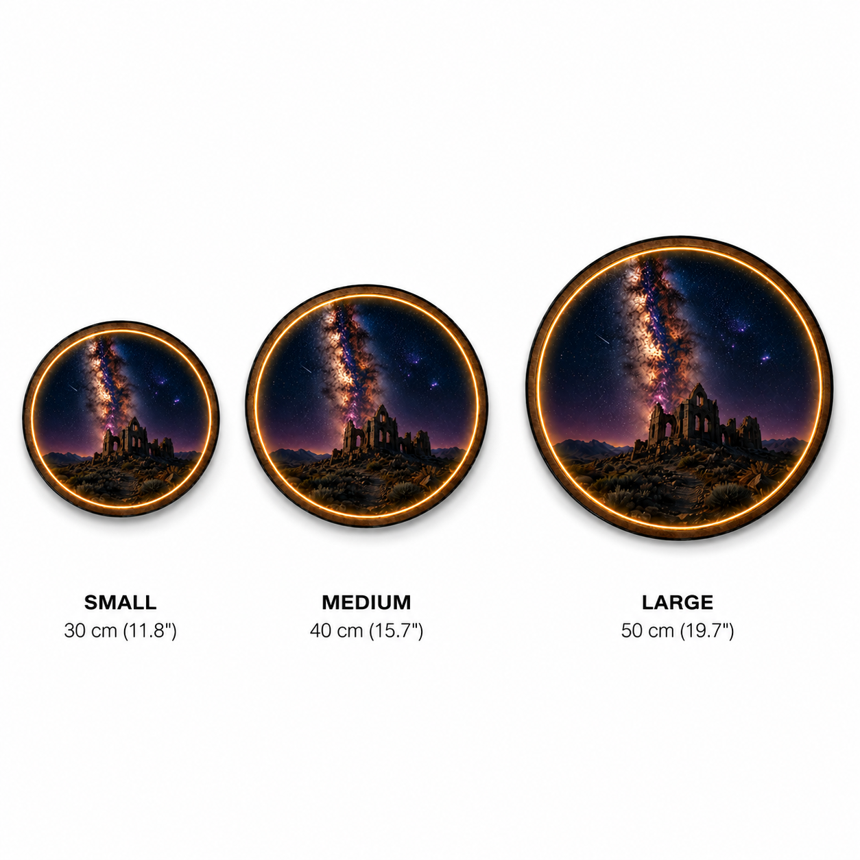 Milky Way Ruins LED Wall Art – Illuminated Galaxy Night Sky Landscape Decor with Warm LED Glow