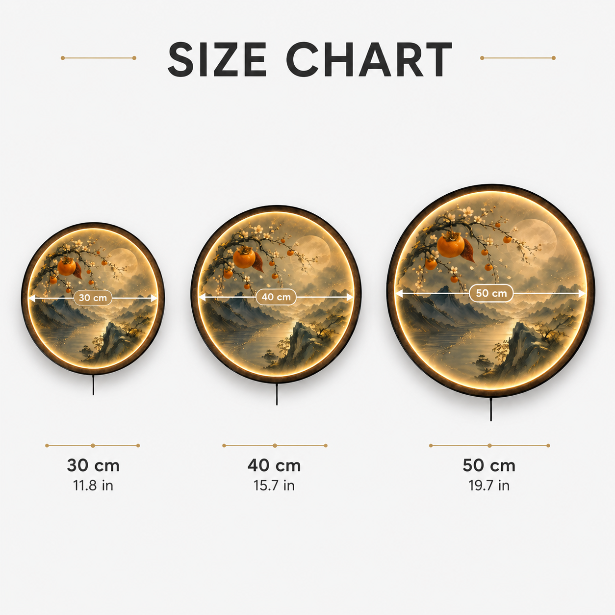 Persimmon Moon Valley LED Wall Art – Asian Nature Decor