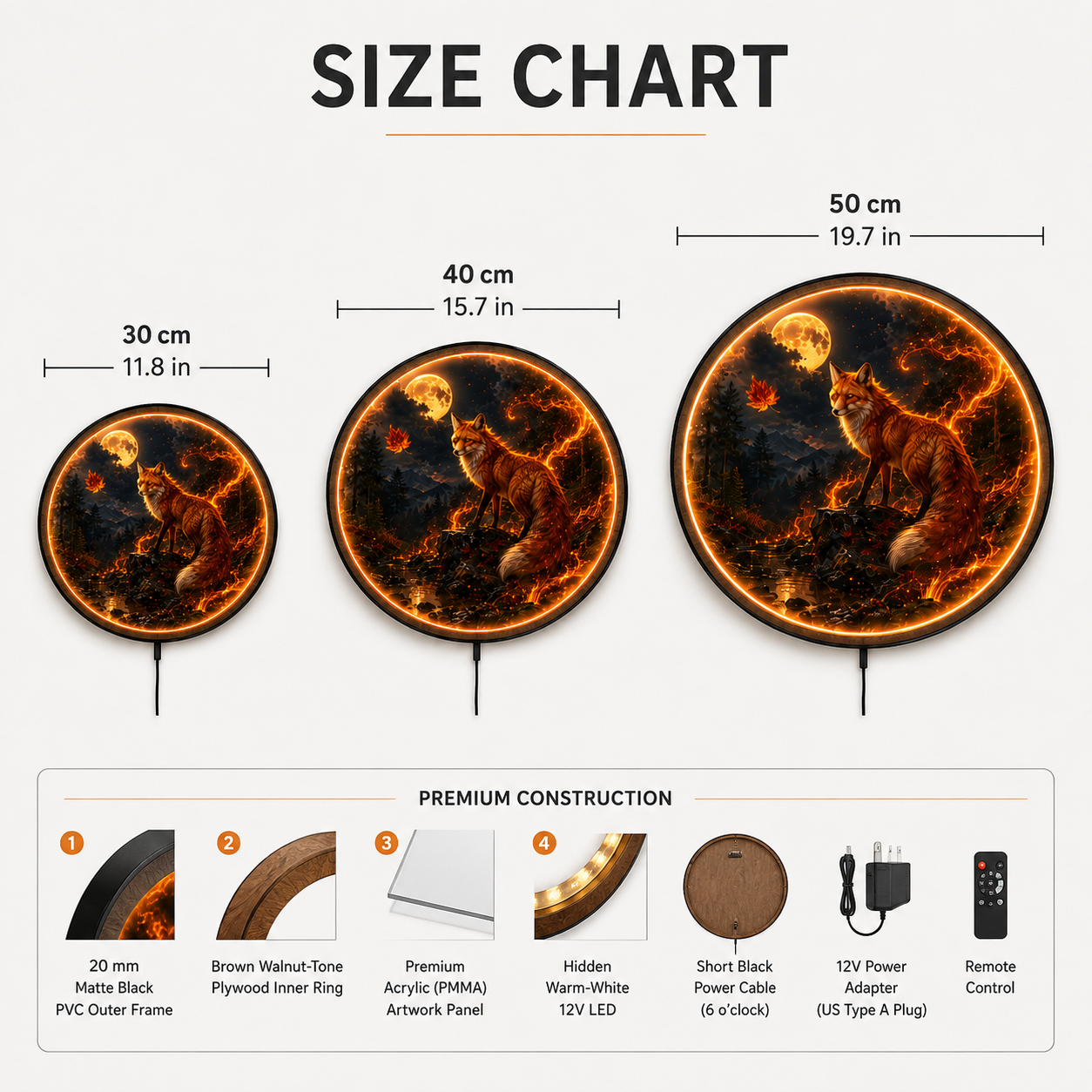 Ember Fox – Moonlit Autumn LED Wall Art