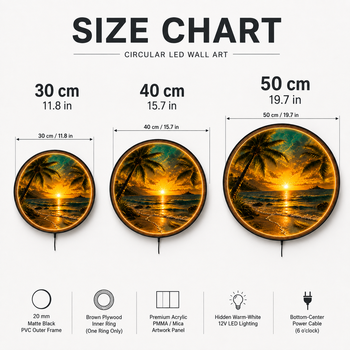 Sunset Cove LED Wall Art – Tropical Palm Beach Decor