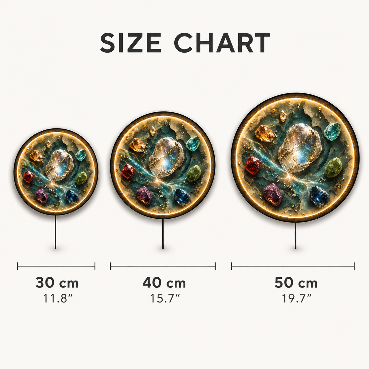 Celestial Gemstone LED Wall Art – Seven Elements Round Decor