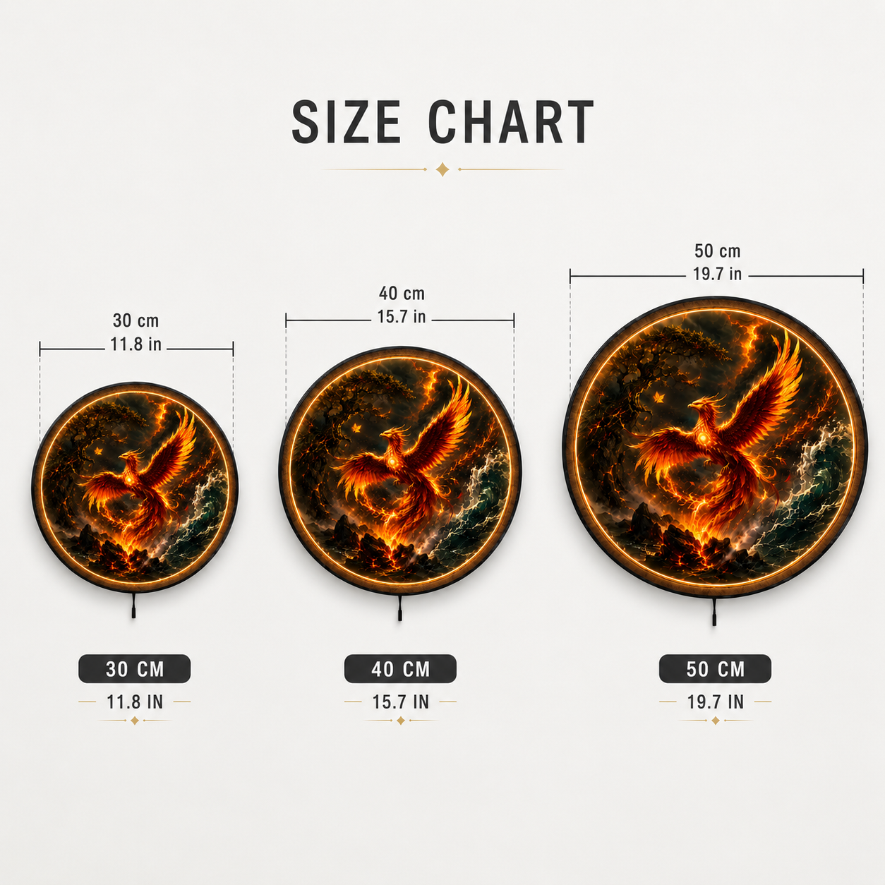Phoenix Rising LED Wall Art – Fire & Ocean Fantasy Decor