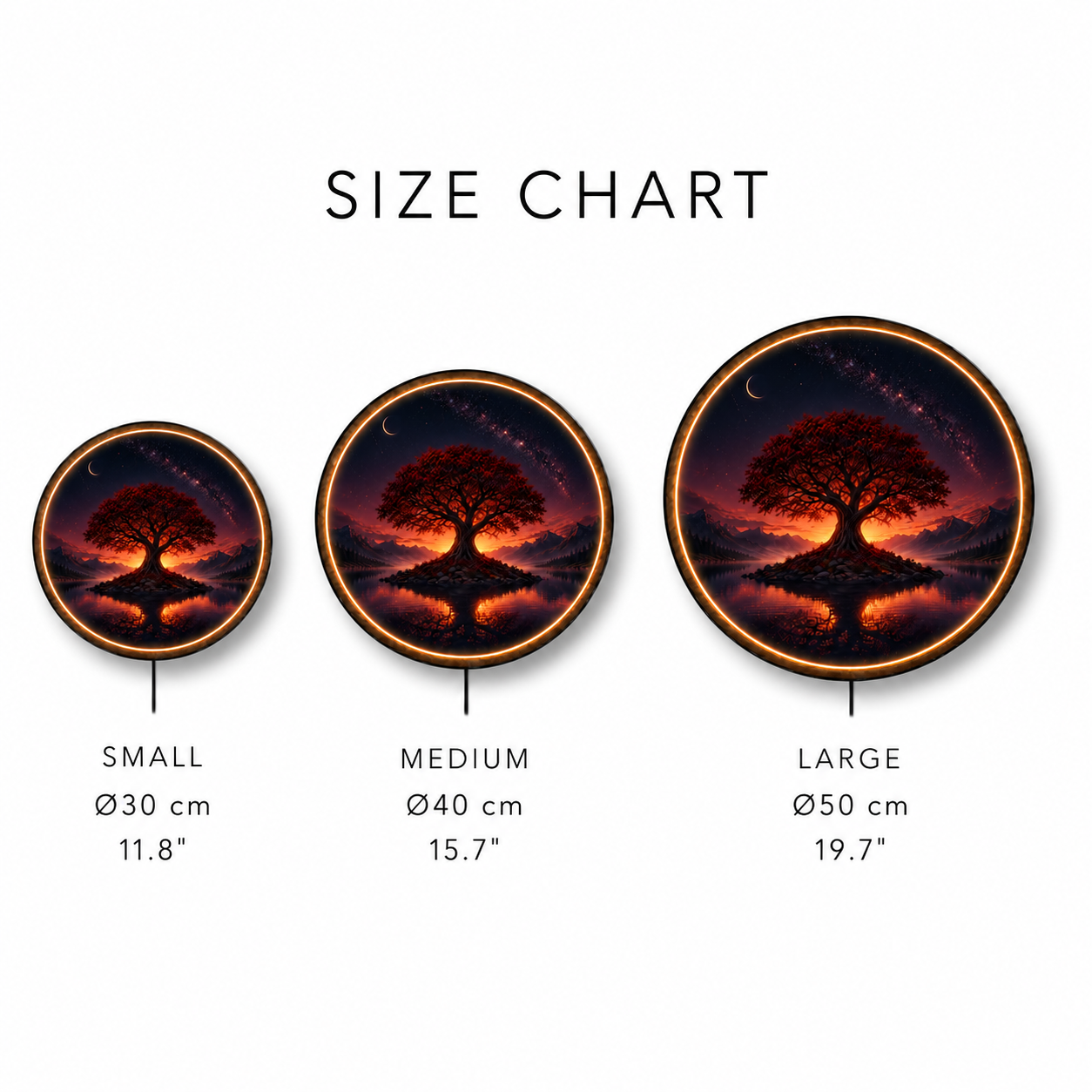 Crimson Celestial Tree LED Wall Art – Mystical Nightscape