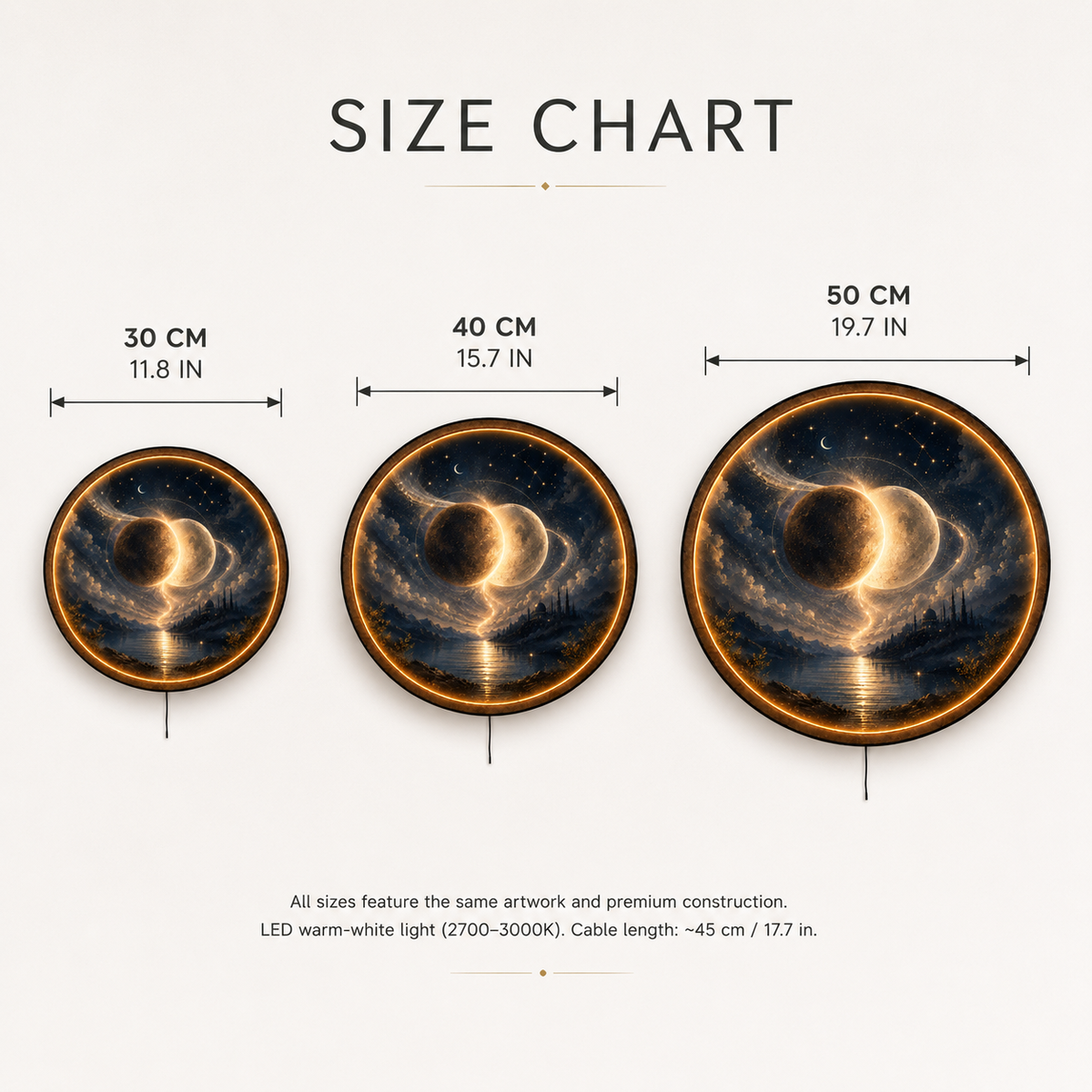 Celestial Eclipse LED Wall Art – Glowing Moon & Stars Decor