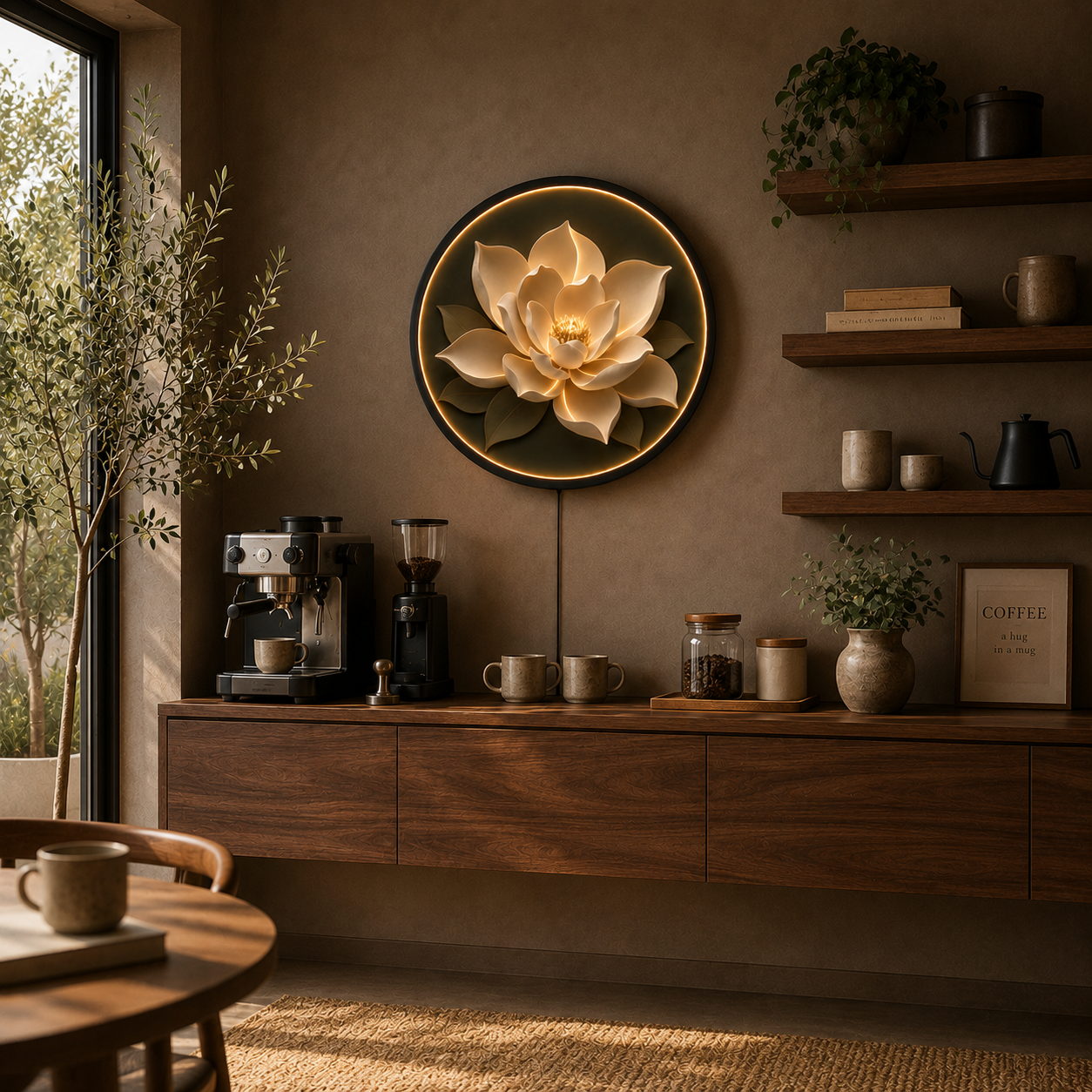 White Magnolia LED Wall Art – Elegant Floral Acrylic Light Decor