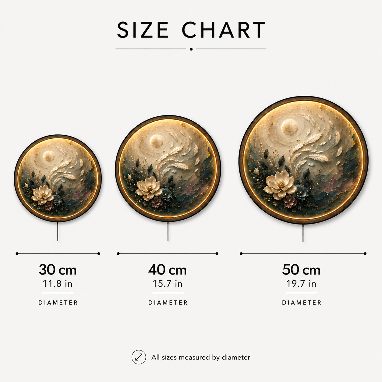 Lunar Bloom LED Wall Art – Floral Moon Botanical Decor