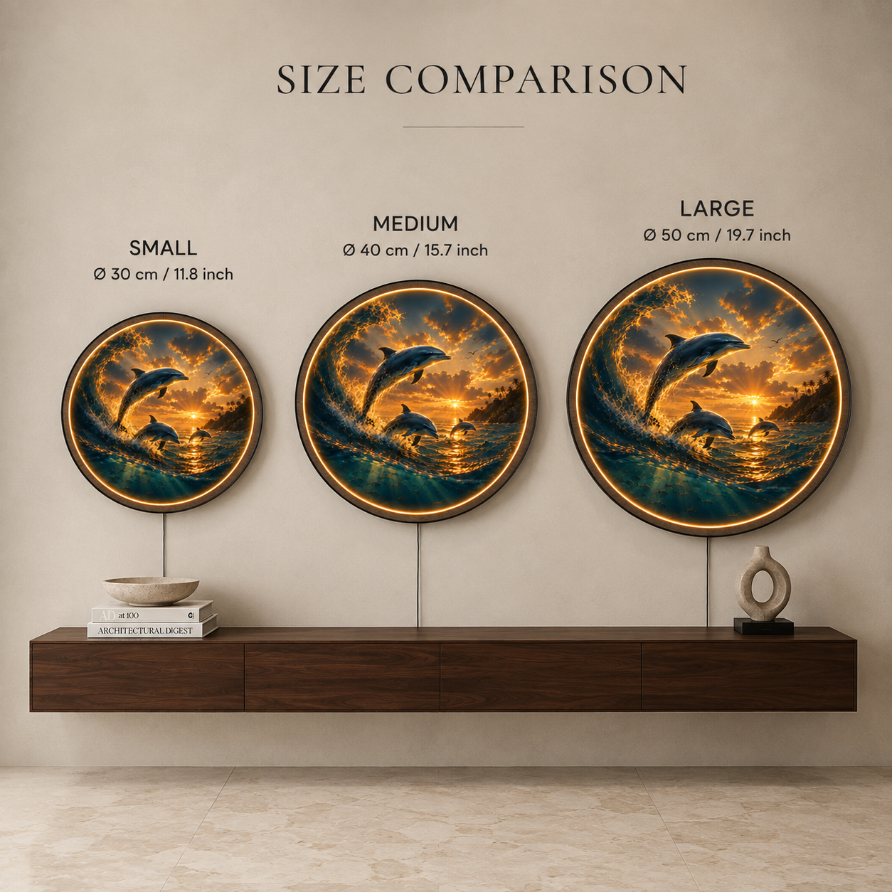 Dolphin Ocean Sunset LED Wall Art – Coastal Acrylic Light Decor