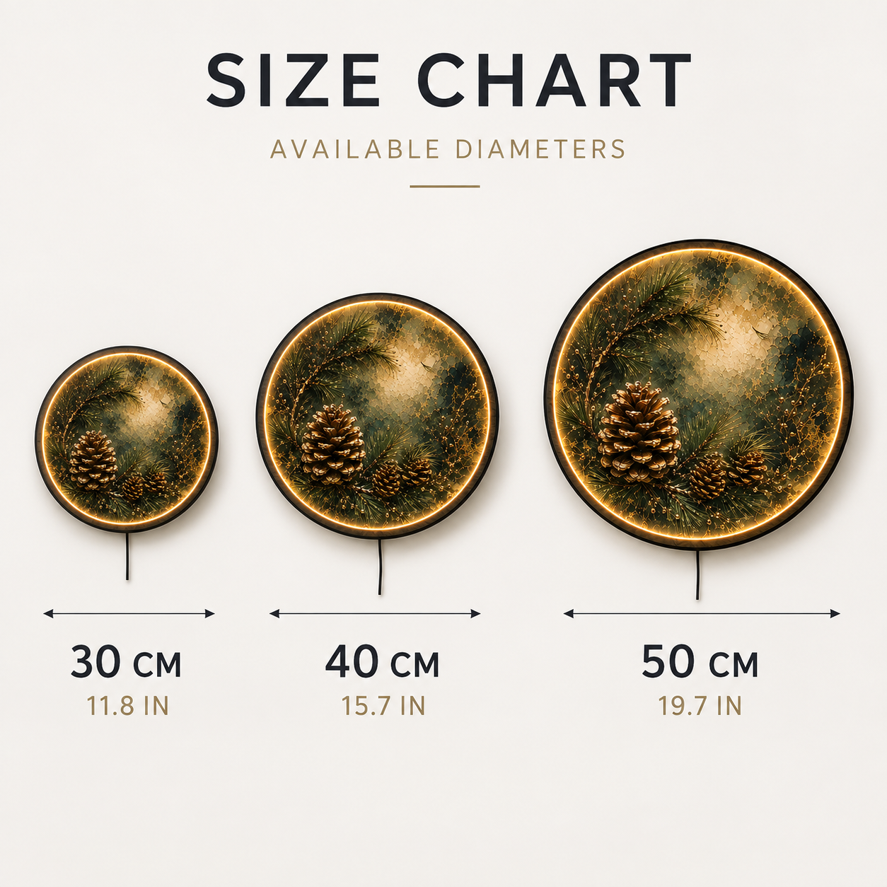 Golden Pinecone LED Wall Art – Evergreen Botanical Decor