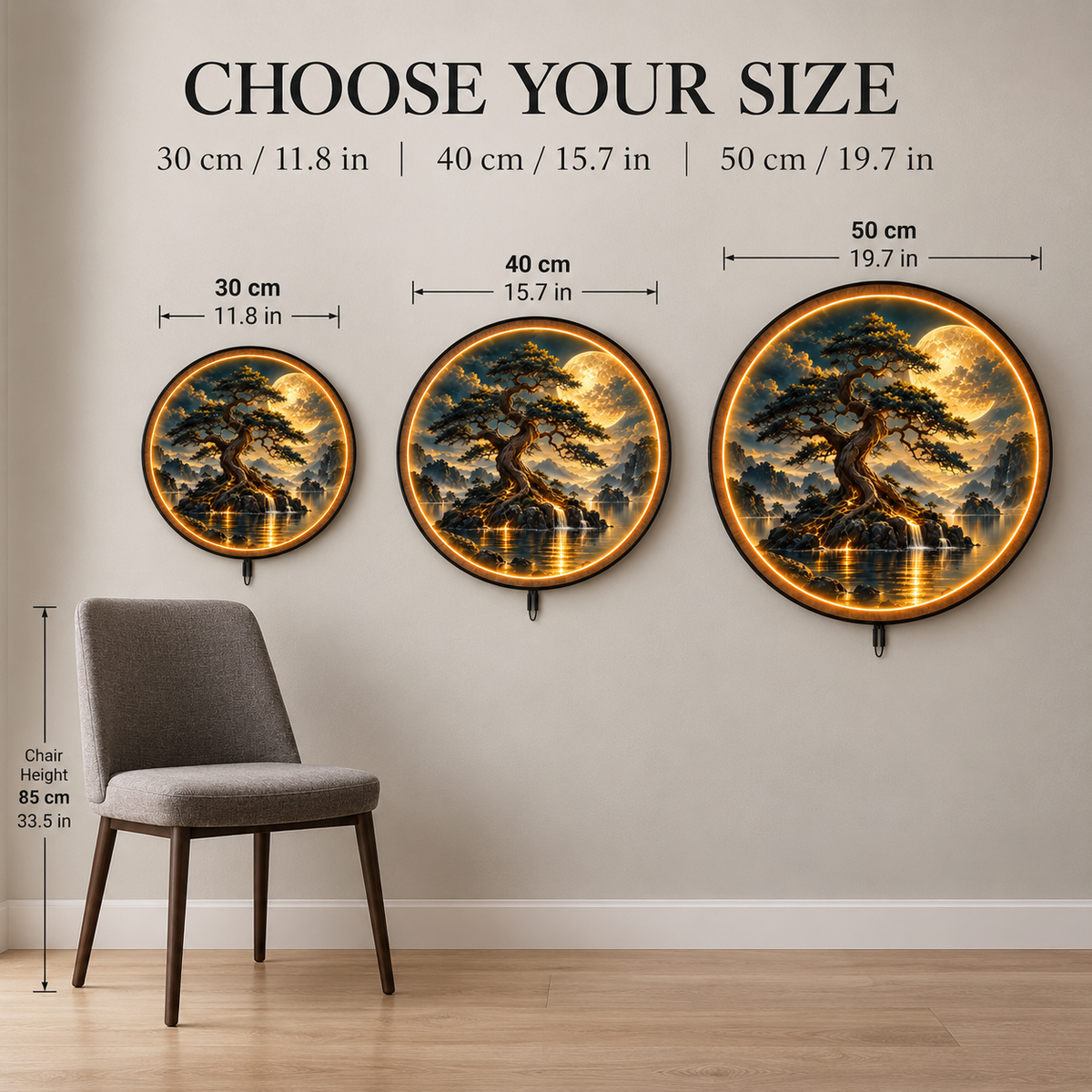 Everroot LED Wall Art – Ancient Tree & Golden Moon Decor