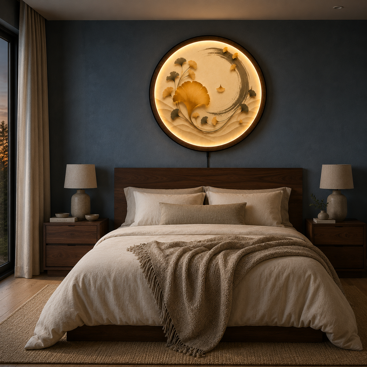 Ginkgo Harmony LED Wall Art – Minimalist Botanical Acrylic Decor