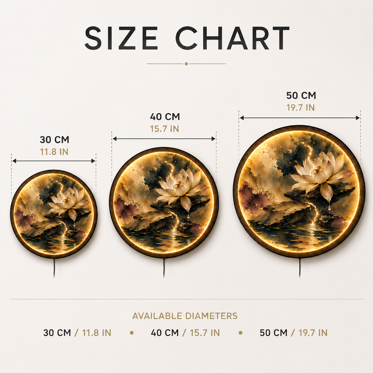 Golden Lotus LED Wall Art – Zen Serenity Botanical Decor