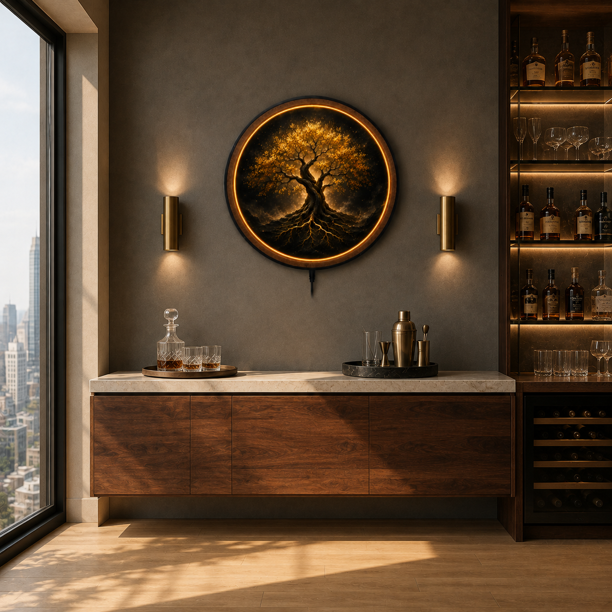 Golden Tree of Life LED Wall Art – Illuminated Sacred Tree Decor
