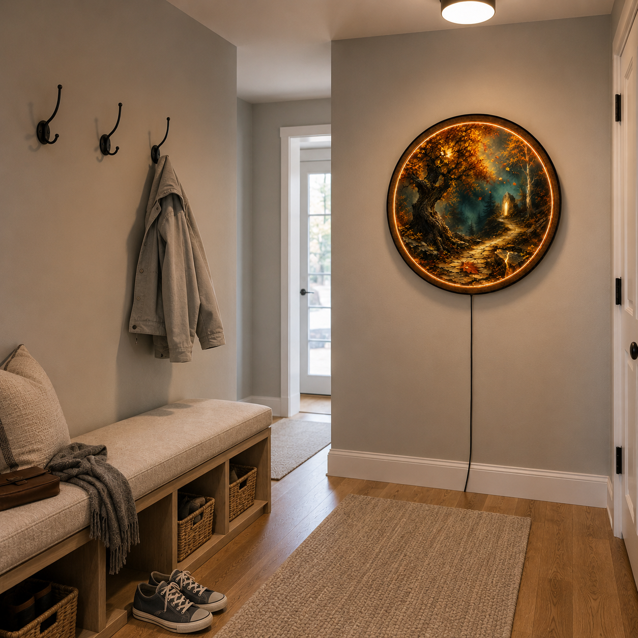 Autumn Gateway LED Wall Art – Enchanted Forest Path Decor