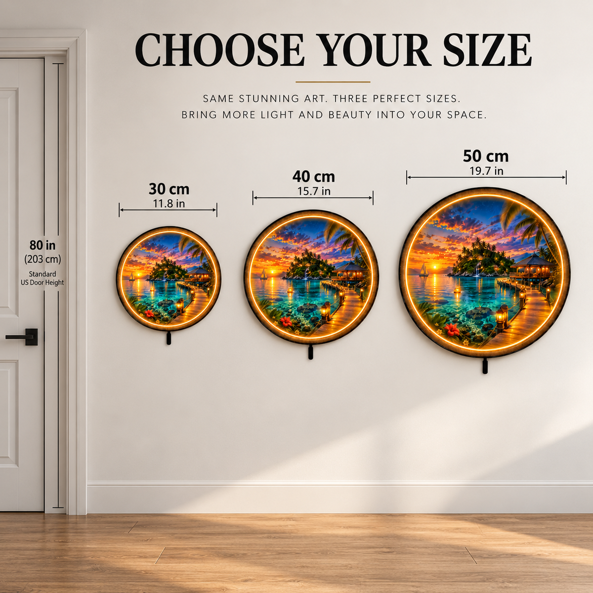 Island Afterglow LED Wall Art – Tropical Sunset Ocean Decor