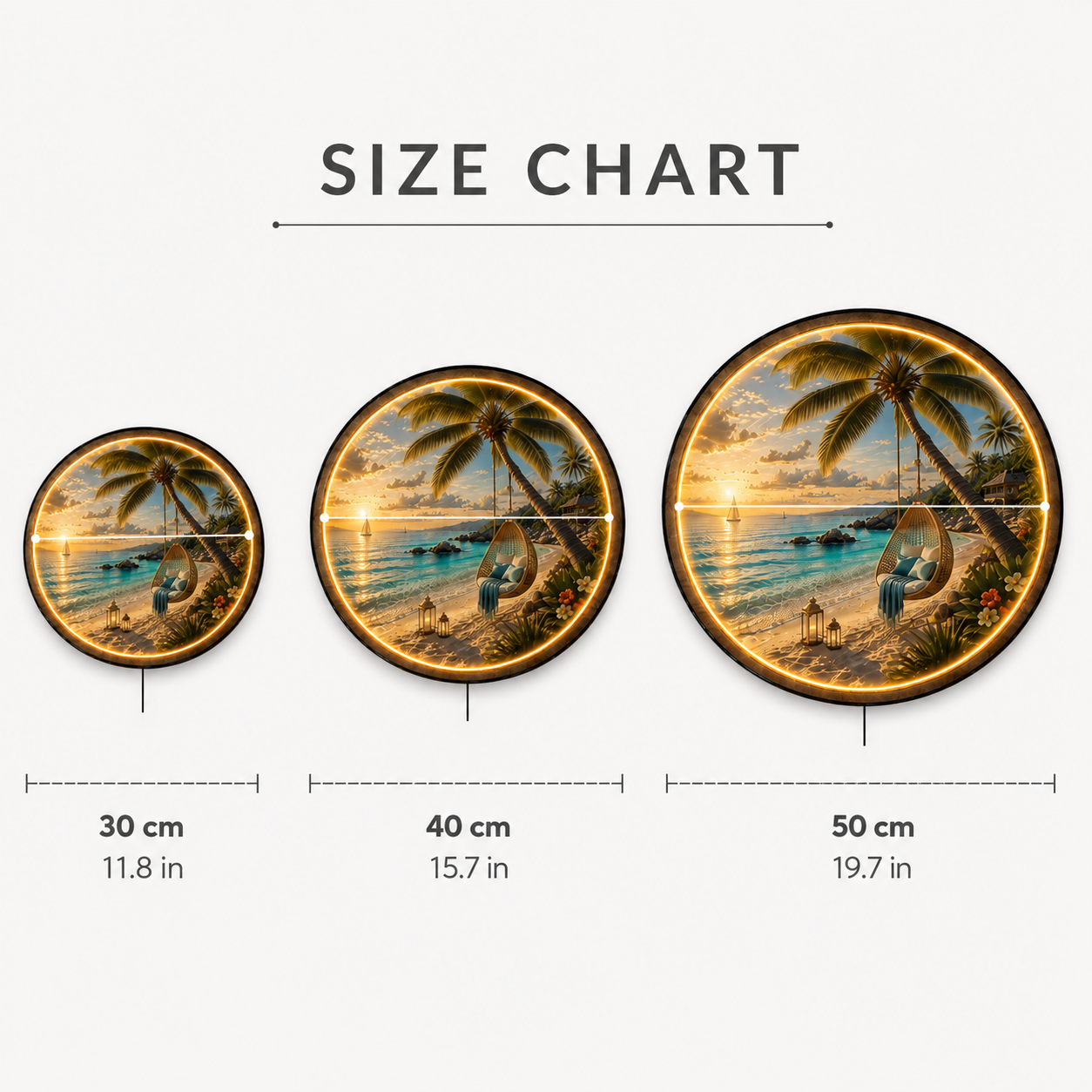 Golden Palm Retreat LED Wall Art – Tropical Beach Sunset
