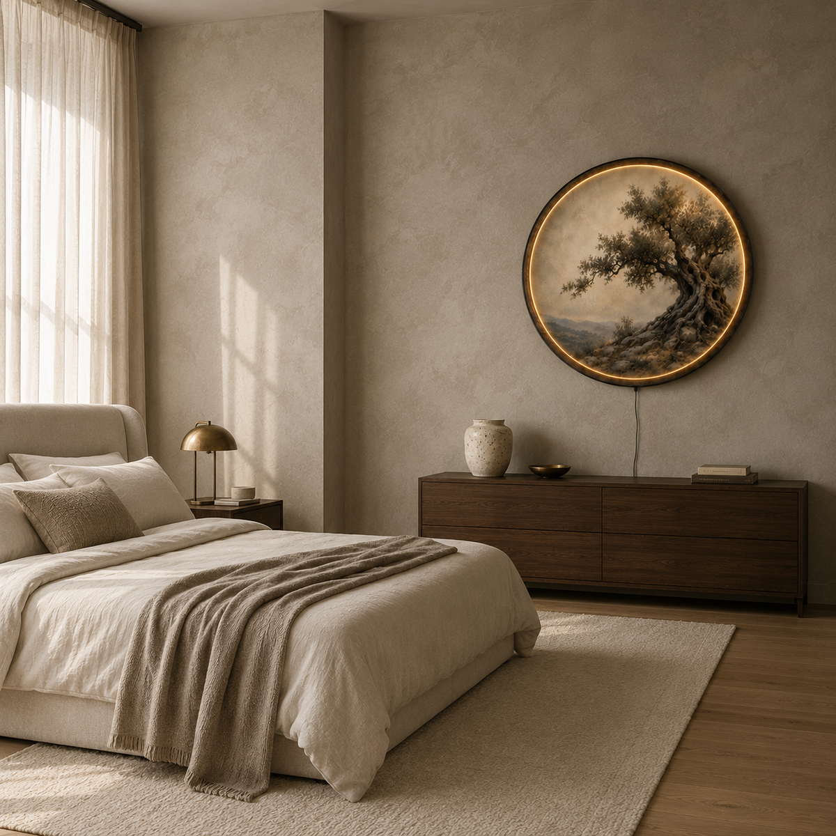 Ancient Olive Timeless Roots LED Wall Art – Nature Decor