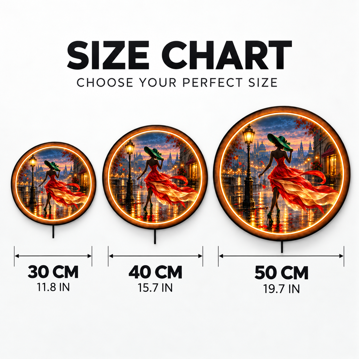 Crimson Promenade LED Wall Art – Elegant City Night Decor