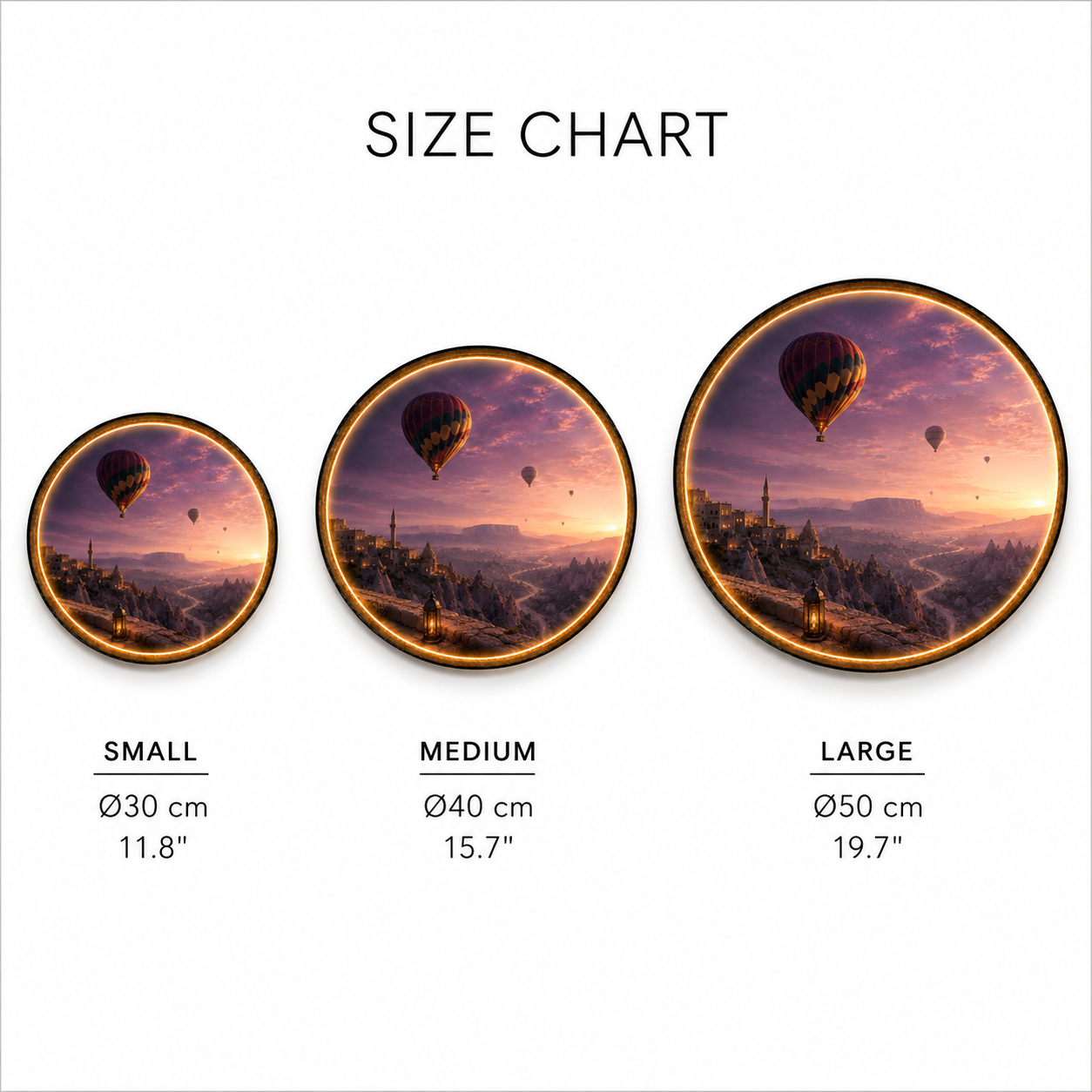 Cappadocia Dreamscape LED Wall Art – Hot Air Balloon View