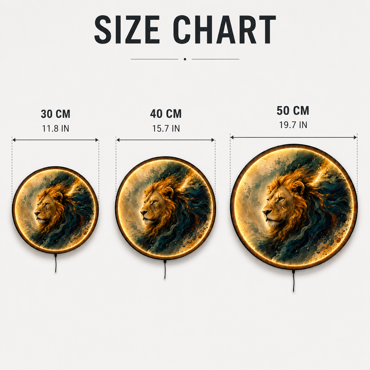 Majestic Lion LED Wall Art – Golden Mane Modern Wildlife Decor