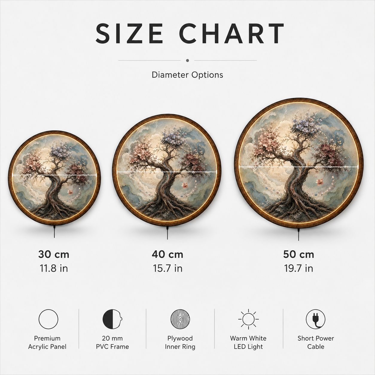 Eternal Blossom Tree LED Wall Art – Floral Nature Decor