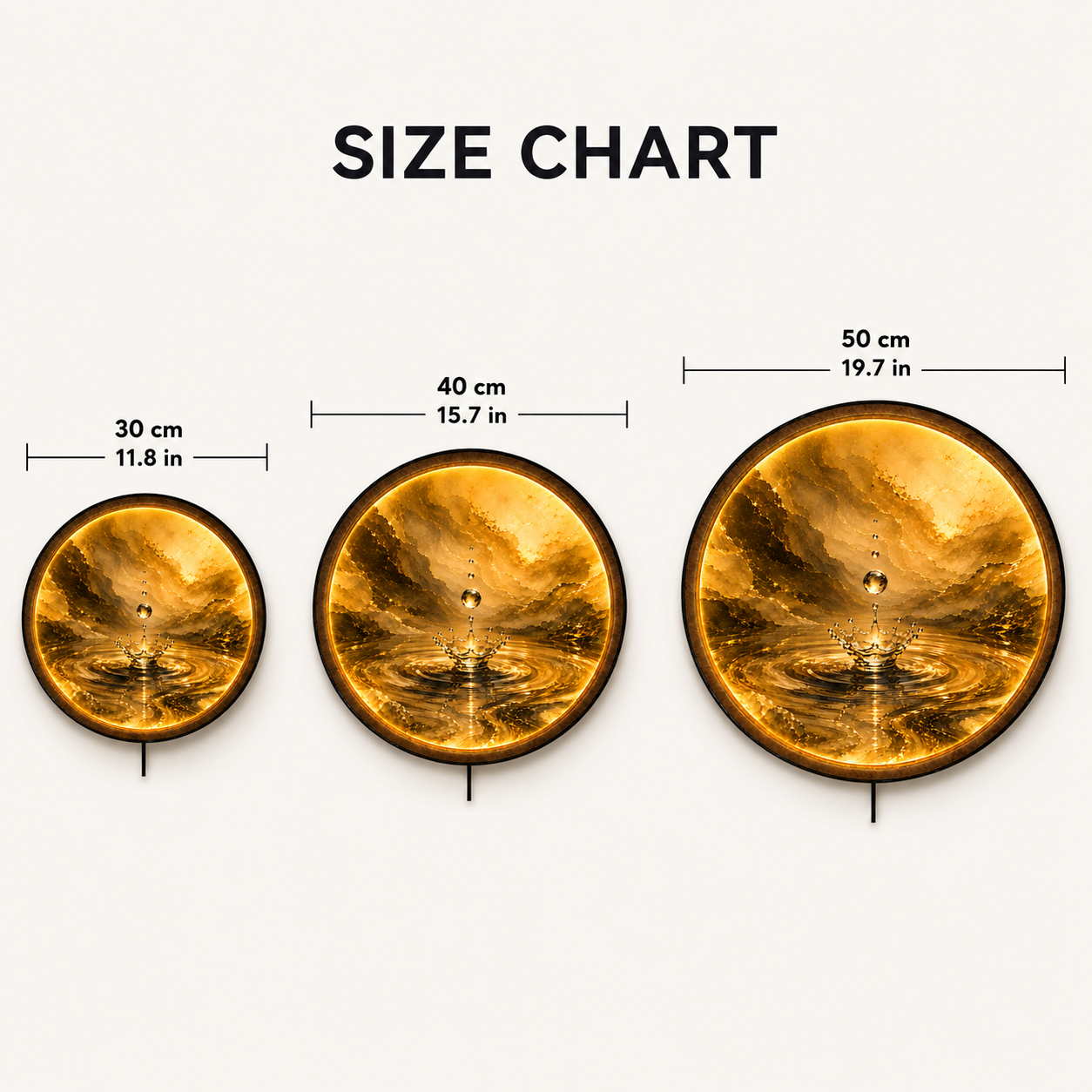 Golden Water Drop LED Wall Art – Luxury Crown Splash Decor