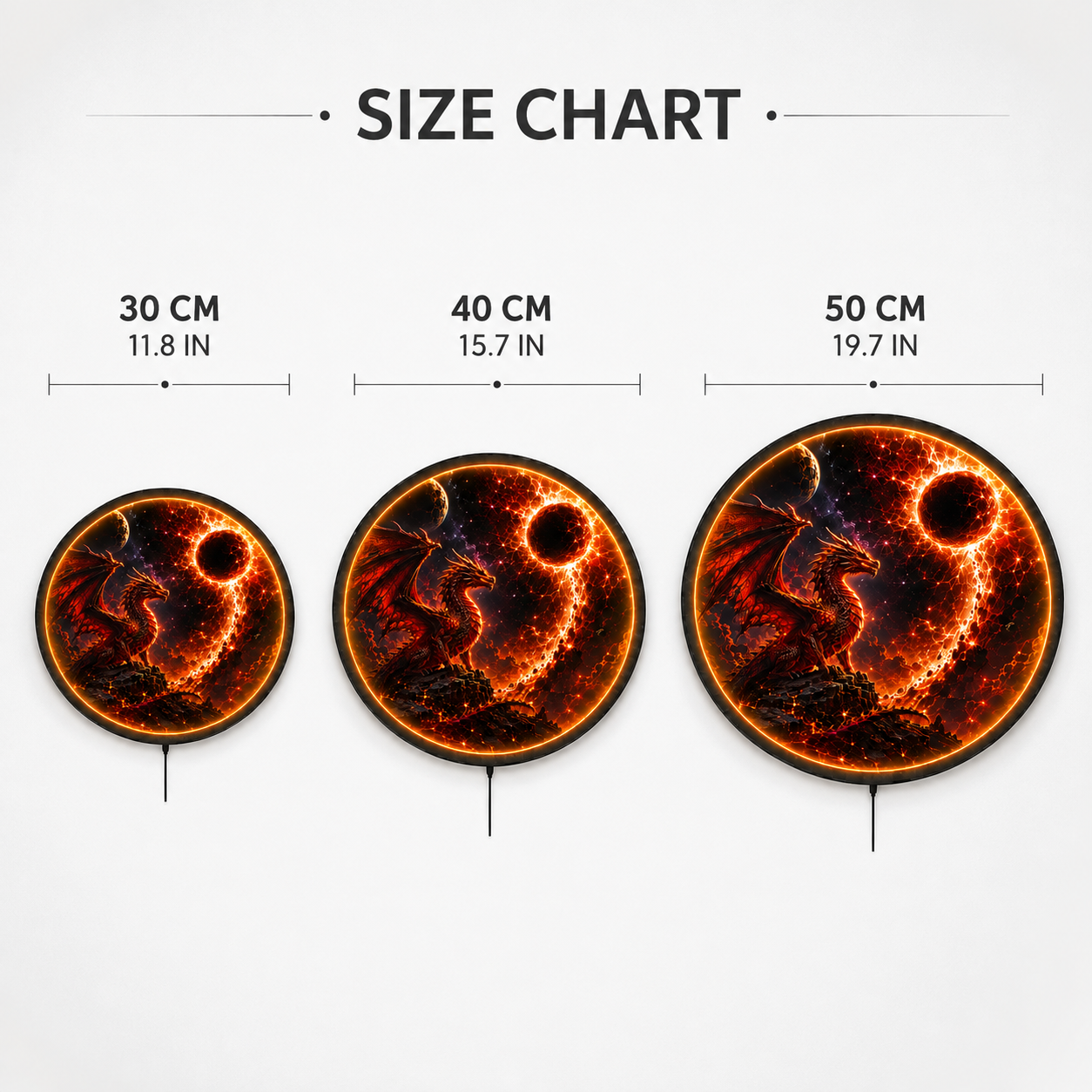 Eclipse Dragon LED Wall Art – Cosmic Fire Fantasy Decor