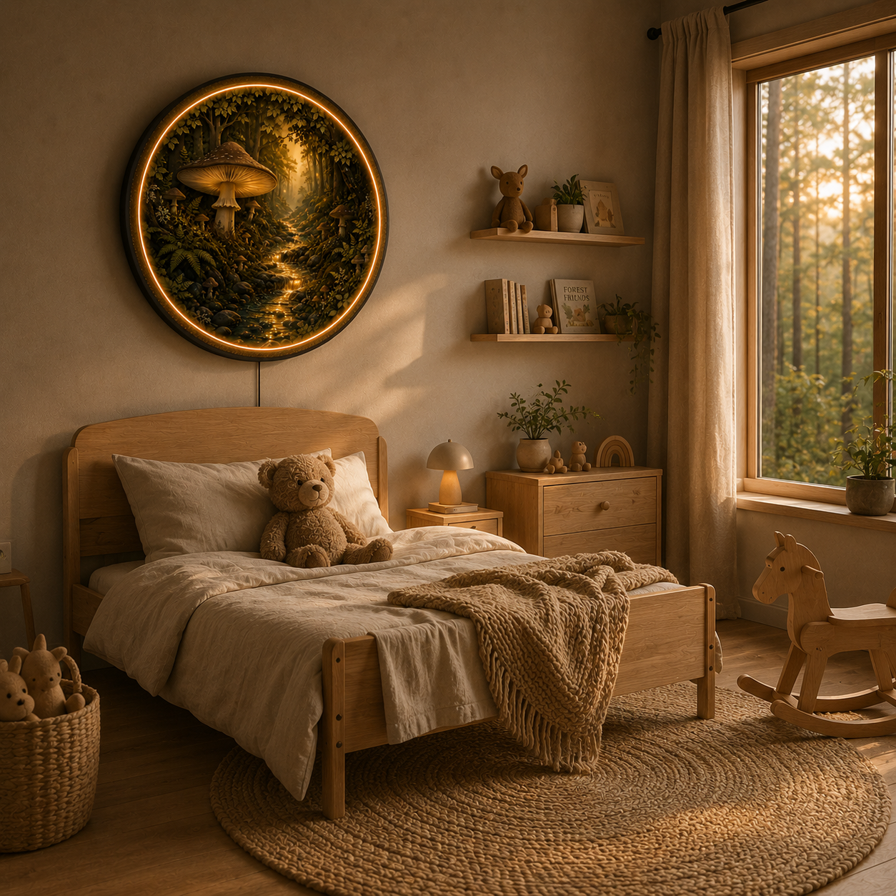 Enchanted Forest Mushroom LED Wall Art – Illuminated Nature Decor