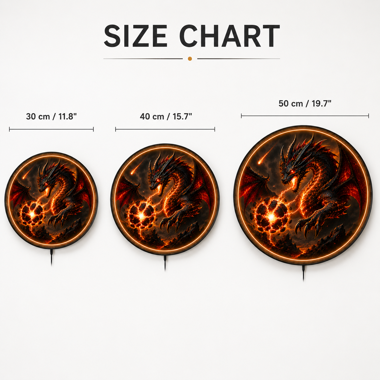 Inferno Dragon LED Wall Art – Volcanic Fire Fantasy Decor