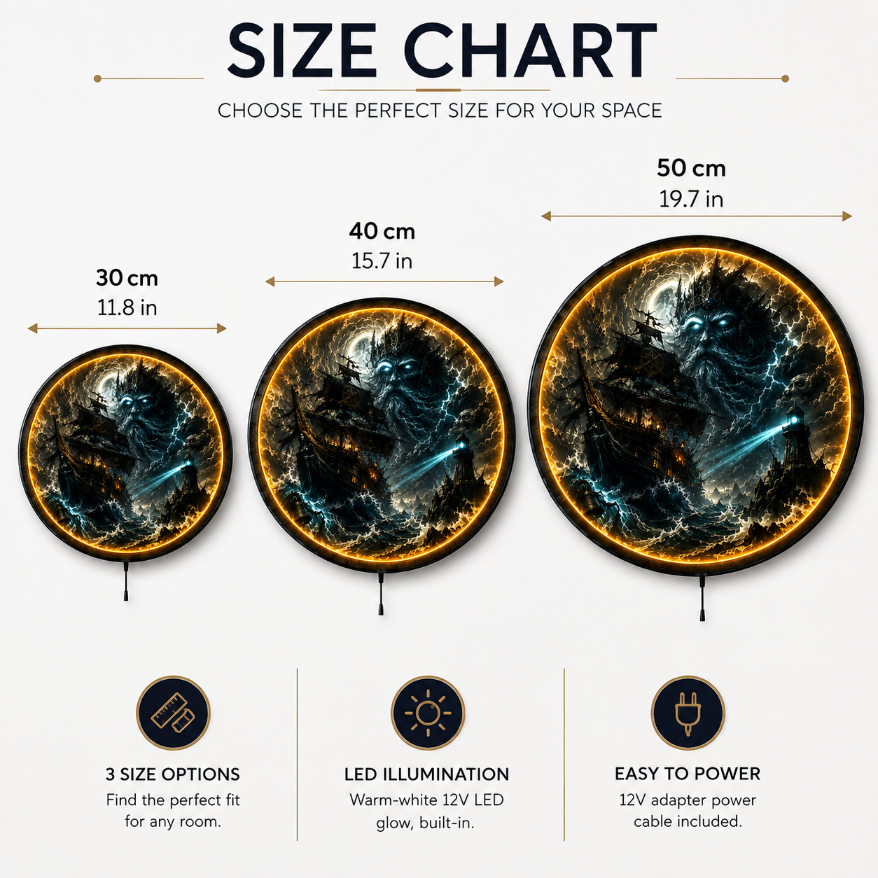 Stormbound Captain LED Wall Art – Ghost Ship & Sea King Decor