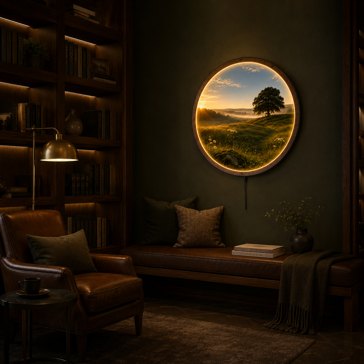 Golden Meadow Sunrise LED Wall Art – Illuminated Nature Landscape Decor