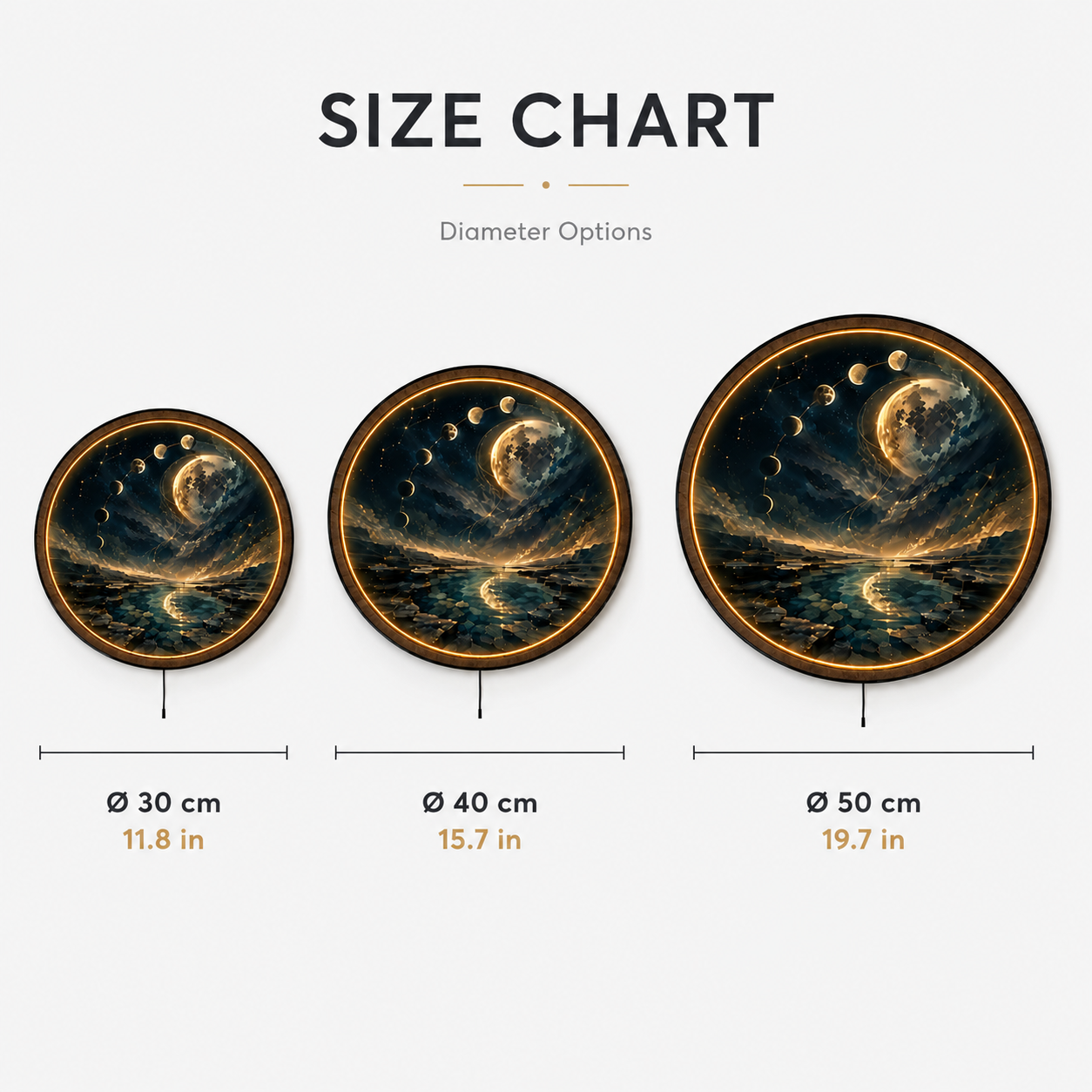Lunar Passage LED Wall Art – Moon Phase Celestial Wall Decor