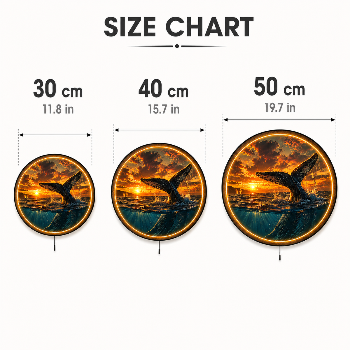 Last Light Whale LED Wall Art – Ocean Sunset Coastal Decor