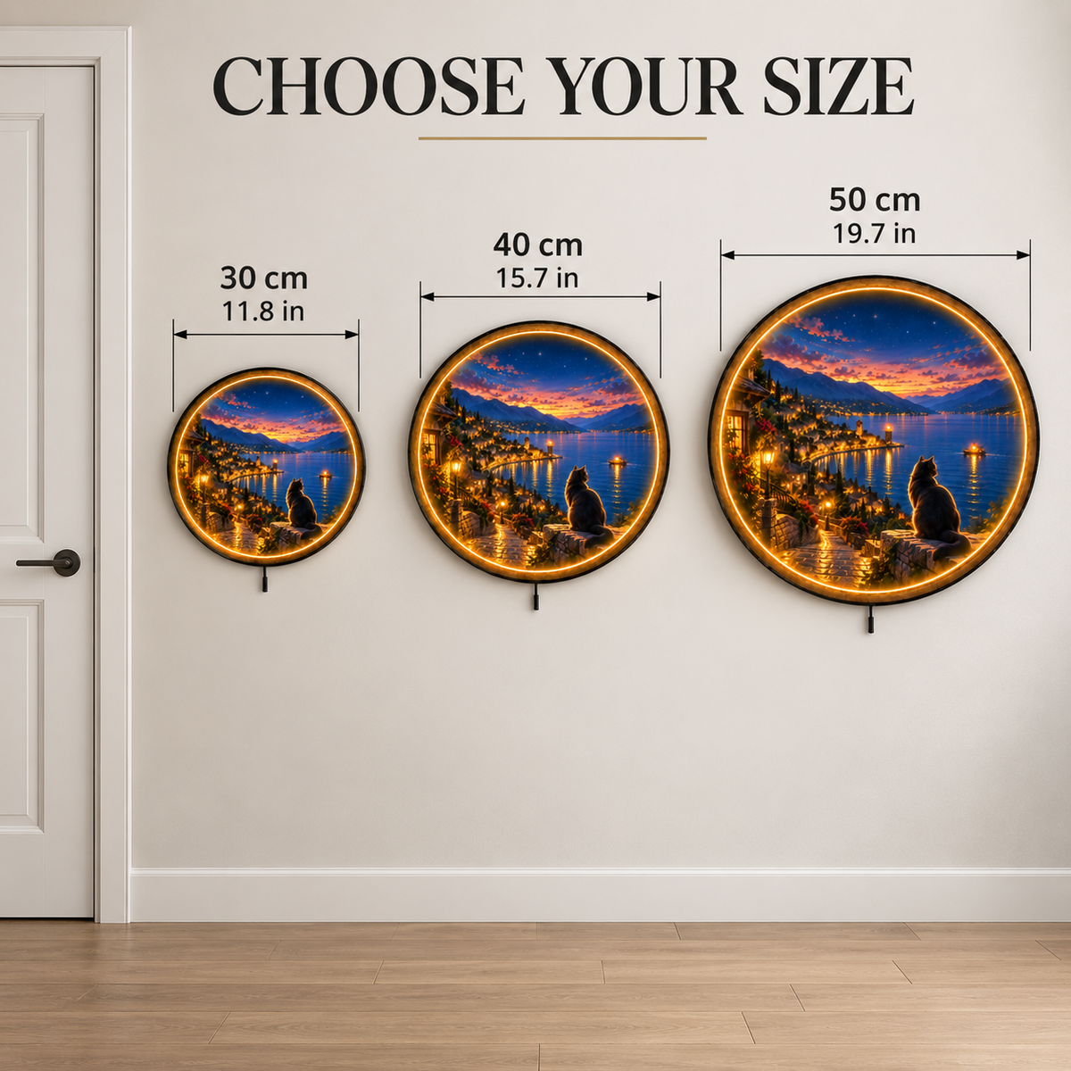 Harborlight LED Wall Art – Black Cat Lakeside Evening Decor