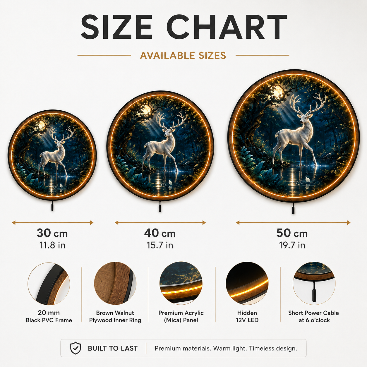 Silver Stag LED Wall Art – Moonlit Forest Deer Decor