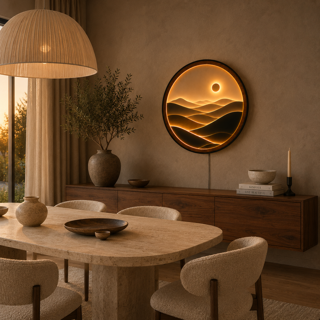 Minimalist Desert Sunset LED Wall Art – Modern Acrylic Wall Decor