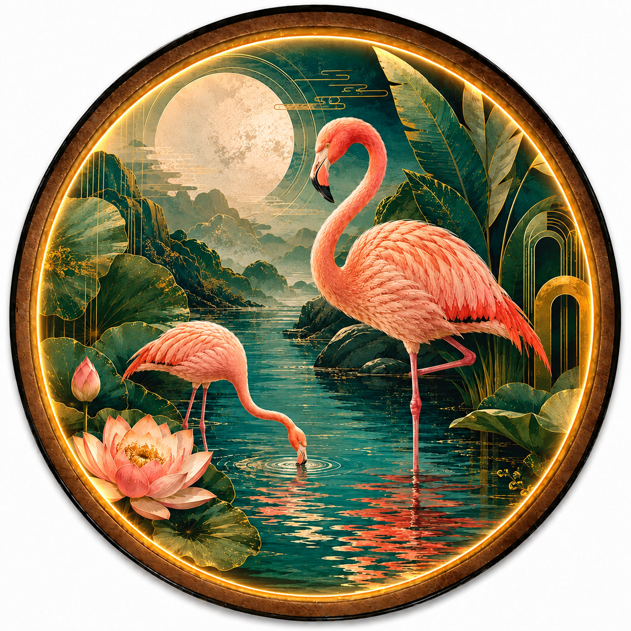 Flamingo Reverie LED Wall Art – Tropical Botanical Decor