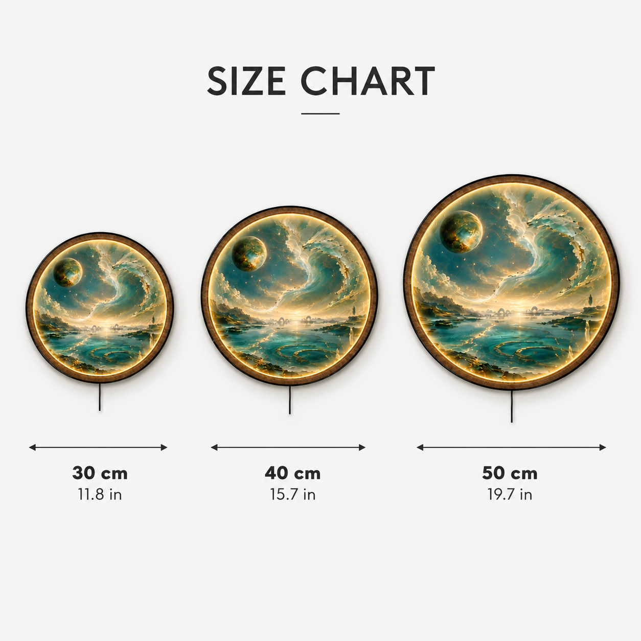 Celestial Tide LED Wall Art – Ocean Moon Wall Decor