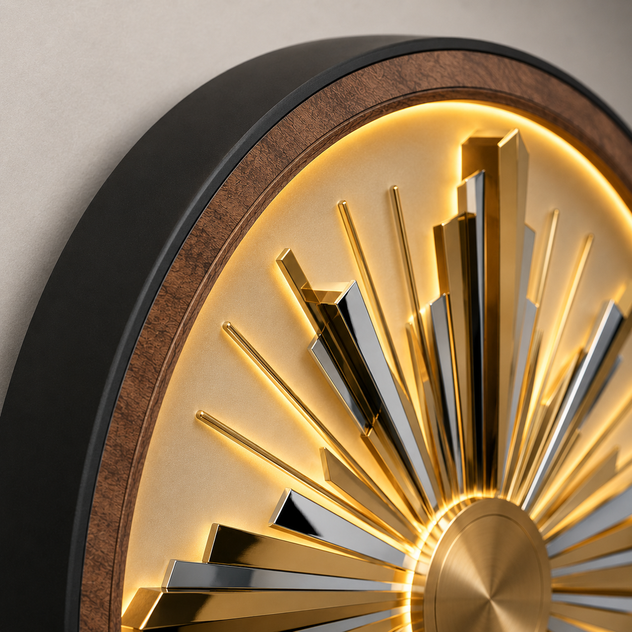 Art Decor Sunburst LED Wall Lamp | Gold Wood Art Decor